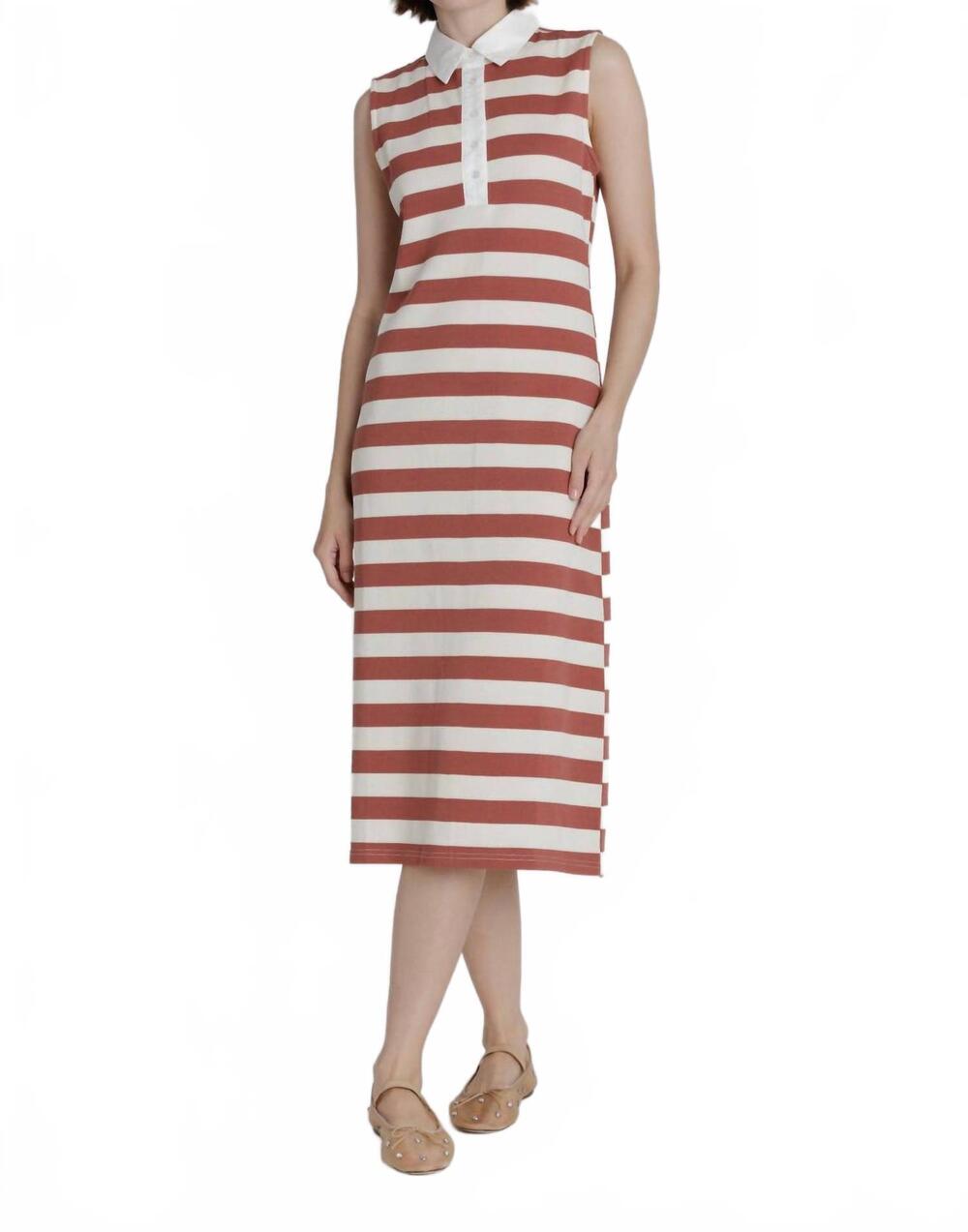 NEW AUREUM polo rugby midi dress in brick